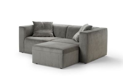 Canapé Square 3 places fixe avec pouf, 206 x 104 x 70 cm, re…