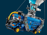 many legos that are flying in the air together