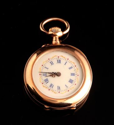 Montre de col à boîtier en or jaune 18 carats (750 millième), heures à - Photo 1