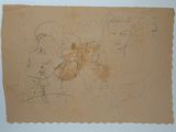 a drawing of a group of people on a piece of paper