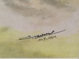 an image of a painting of a plane flying in the sky