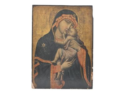 an old painting of a woman holding a baby in her arms
