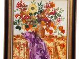 an image of a painting of flowers in a vase on a table