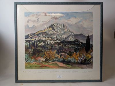 a picture of a painting of a mountain in a frame