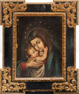 a painting of a woman holding a child in her arms