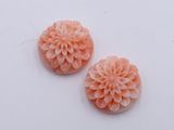 paire de cabochons en forme de fleurs roses sur fond blanc