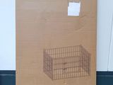 a cardboard box with a picture of a dog inside of it