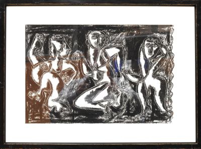 une image d'un dessin en noir et blanc d'un groupe de personnes