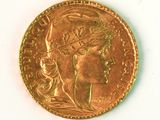 an image of a gold coin with a woman ' s head on it