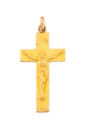 un gros plan d'une croix sur laquelle est représenté Jésus, sur fond blanc