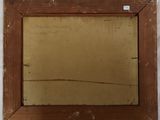painting of a wooden frame with a mirror in it on a wall