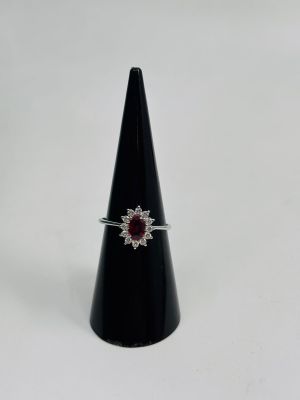 Bague EN OR Blanc 18k Avec UN Rubis DE 0,38 Carat ET Des Dia…