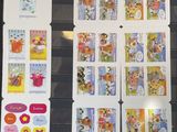 a lot of stickers that are on the table