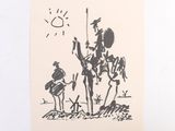une image représentant un dessin d'un homme à cheval à côté d'une horloge