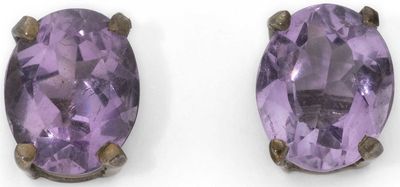 a pair of amethorate and diamond earrings