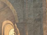 an image of a painting of a man sitting on a bench in a building