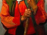 painting of an old man with a stick in his hand
