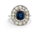 Bague ovale en saphir et diamants