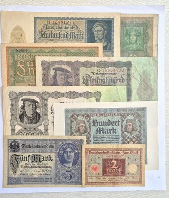 Lot de billets allemands , essentiellement de la république …