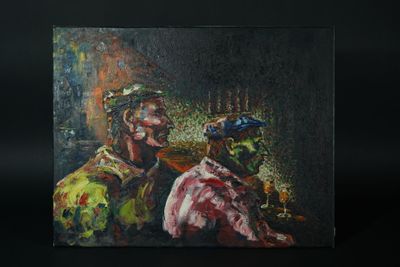 Ecole XXème siècle Deux hommes Huile sur toile