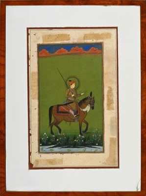 tableau représentant un homme à cheval, une lance à la main