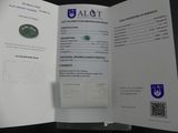 a booklet with a picture of a green stone on it