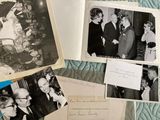 several old black and white photos of people on a bed
