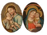 une image représentant un tableau sur lequel figurent un homme tenant un bébé dans ses bras et une femme tenant un enfant