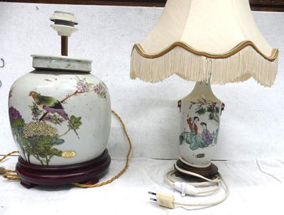 a lamp that is sitting on a table next to a lamp