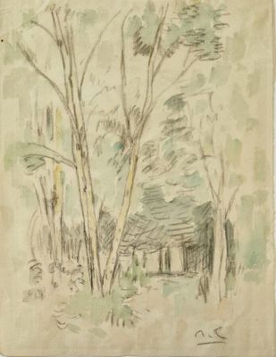 une image représentant un dessin d'une maison dans les bois