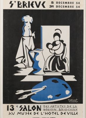 an old poster advertising a show of art in a museum