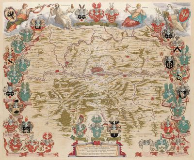 une vieille carte d'un pays sur laquelle figurent de nombreux animaux