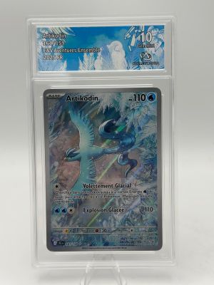 the card is in a clear plastic holder on a white surface