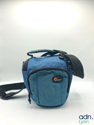 a close up of a camera bag on a white background