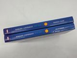 two blue books on a white table with a white background
