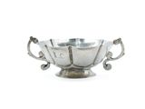 an image of a silver bowl with two handles on a white background
