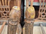 pair of antique cane back chairs with wooden legs