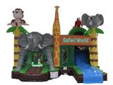 an inflatable bouncer with an elephant and giraffe on it