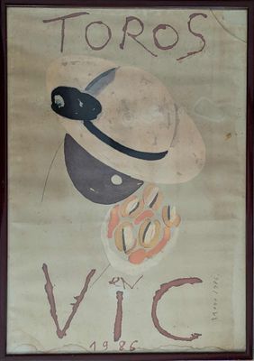 a picture of a painting of a man with a hat on