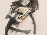 une image représentant le dessin d'une femme avec un oiseau sur l'épaule