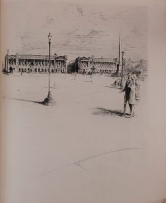 sketches of a drawing of a man and a woman in front of a building