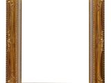 a gold picture frame with a white background