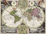une vieille carte du monde représentant les différents hémisphères