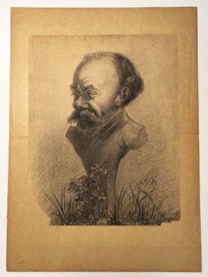 un vieux dessin représentant un homme barbu et moustachu