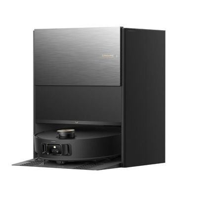 un gros plan d'une enceinte noire sur fond blanc