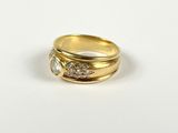 yellow gold wedding ring with diamonds on a white background