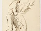 dessin représentant un homme et une femme en position de lutte