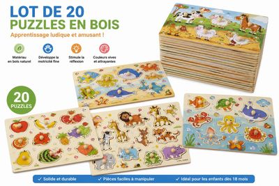 lot de 20 puzzles en boiss