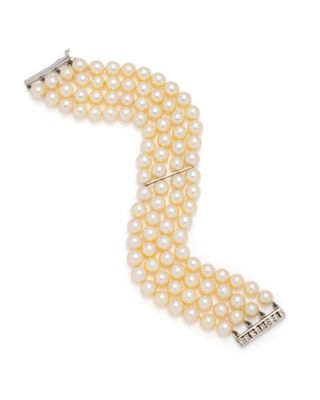 a cultured pearl and diamond bracelet