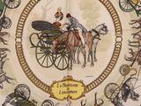 a picture of a plate with a picture of a horse drawn carriage